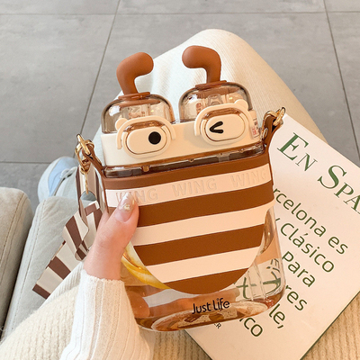 Εργαζόμενοι ευημερία δώρο ιδέα Cute Bee πλαστικό καφέ από καλαμάκι με πίσω ιμάντα και προσαρμοσμένο λογότυπο