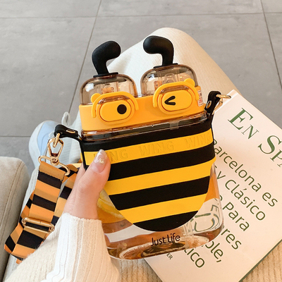 Εργαζόμενοι ευημερία δώρο ιδέα Cute Bee πλαστικό καφέ από καλαμάκι με πίσω ιμάντα και προσαρμοσμένο λογότυπο