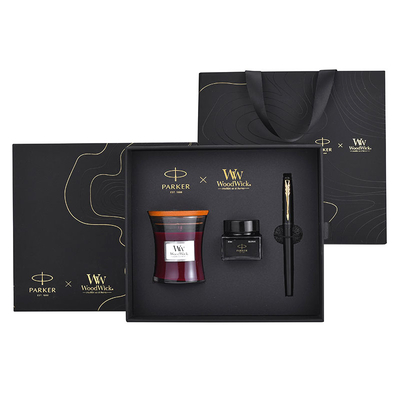 XL Entry-Level Black Gold Ink Pen WoodWick Aromatherapy Μαύρο σύνολο δώρων για επέτειο