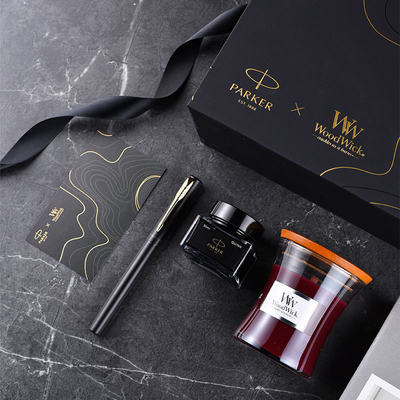 XL Entry-Level Black Gold Ink Pen WoodWick Aromatherapy Μαύρο σύνολο δώρων για επέτειο