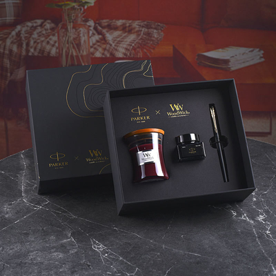 XL Entry-Level Black Gold Ink Pen WoodWick Aromatherapy Μαύρο σύνολο δώρων για επέτειο