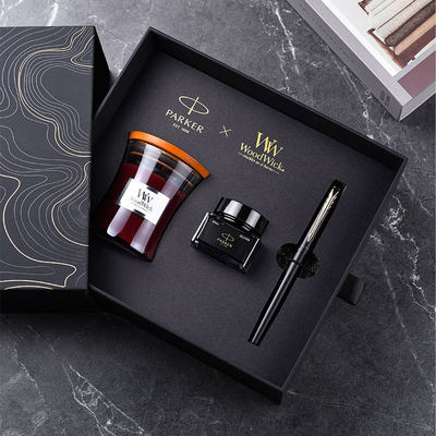 XL Entry-Level Black Gold Ink Pen WoodWick Aromatherapy Μαύρο σύνολο δώρων για επέτειο