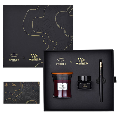 XL Entry-Level Black Gold Ink Pen WoodWick Aromatherapy Μαύρο σύνολο δώρων για επέτειο