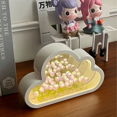 Χειροποίητο DIY Cloud Tulip Mirror Night Lamp Ένα αντικείμενο Δύο χρήσεις Ιδανικό για δώρα καινοτομίας
