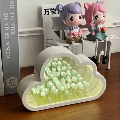 Χειροποίητο DIY Cloud Tulip Mirror Night Lamp Ένα αντικείμενο Δύο χρήσεις Ιδανικό για δώρα καινοτομίας