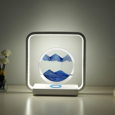 Ασύρματη φόρτιση LED Φως USB Touch 3 χρώματα ρέουσα άμμος ζωγραφική επιτραπέζια λάμπα για μοναδικό δώρο