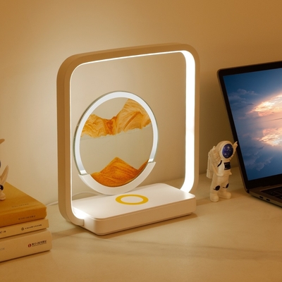 Ασύρματη φόρτιση LED Φως USB Touch 3 χρώματα ρέουσα άμμος ζωγραφική επιτραπέζια λάμπα για μοναδικό δώρο