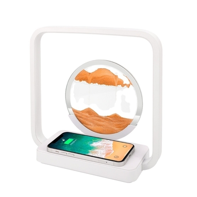 Ασύρματη φόρτιση LED Φως USB Touch 3 χρώματα ρέουσα άμμος ζωγραφική επιτραπέζια λάμπα για μοναδικό δώρο