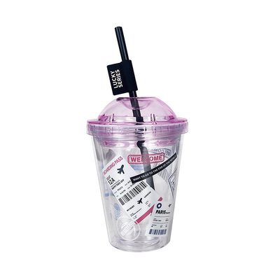 Υψηλή ομορφιά Instagram Straw Cup Δημιουργικό πλαστικό διπλό στρώμα ποτήρι νερού για το καλοκαιρινό δώρο