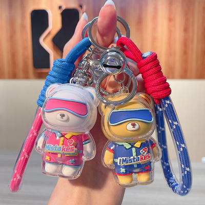 2 Χρωματική γραφική εκτύπωση Cool Bear Keychain Acrylic Doll Keychain για προϊόντα γραφείου