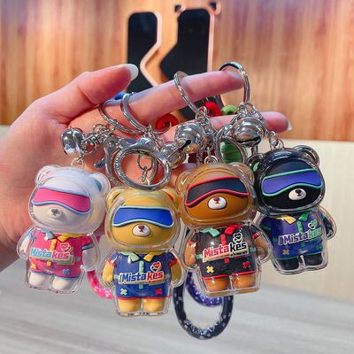 2 Χρωματική γραφική εκτύπωση Cool Bear Keychain Acrylic Doll Keychain για προϊόντα γραφείου