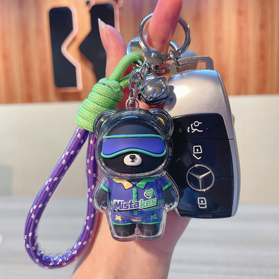 2 Χρωματική γραφική εκτύπωση Cool Bear Keychain Acrylic Doll Keychain για προϊόντα γραφείου
