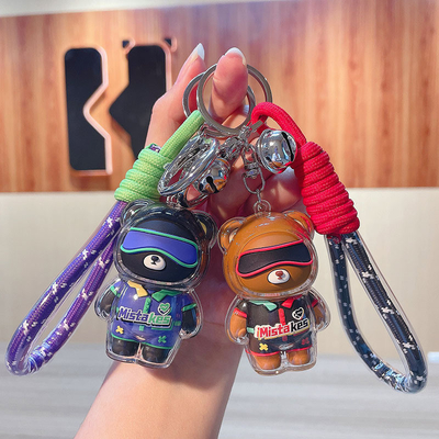 2 Χρωματική γραφική εκτύπωση Cool Bear Keychain Acrylic Doll Keychain για προϊόντα γραφείου