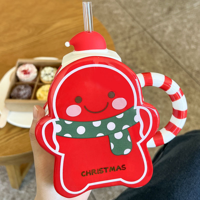 Ξενοδοχείο και θέρετρο Χριστούγεννα High Beauty Straw Cup Κασκόλ με πολύχρωμη γραφική