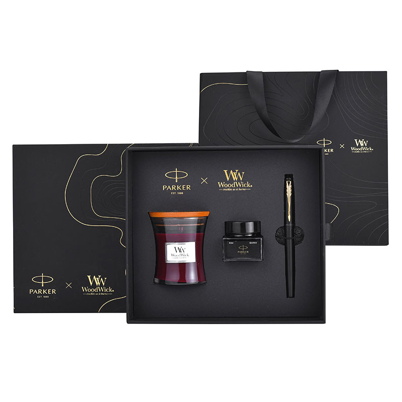 XL Entry-Level Black Gold Ink Pen WoodWick Aromatherapy Μαύρο σύνολο δώρων για επέτειο
