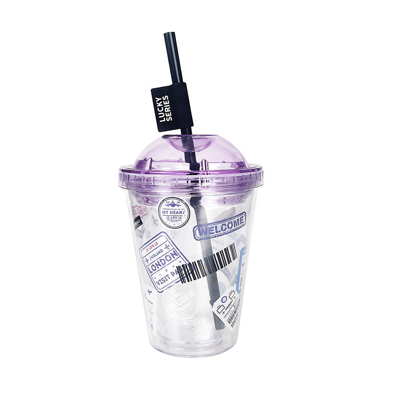 Υψηλή ομορφιά Instagram Straw Cup Δημιουργικό πλαστικό διπλό στρώμα ποτήρι νερού για το καλοκαιρινό δώρο