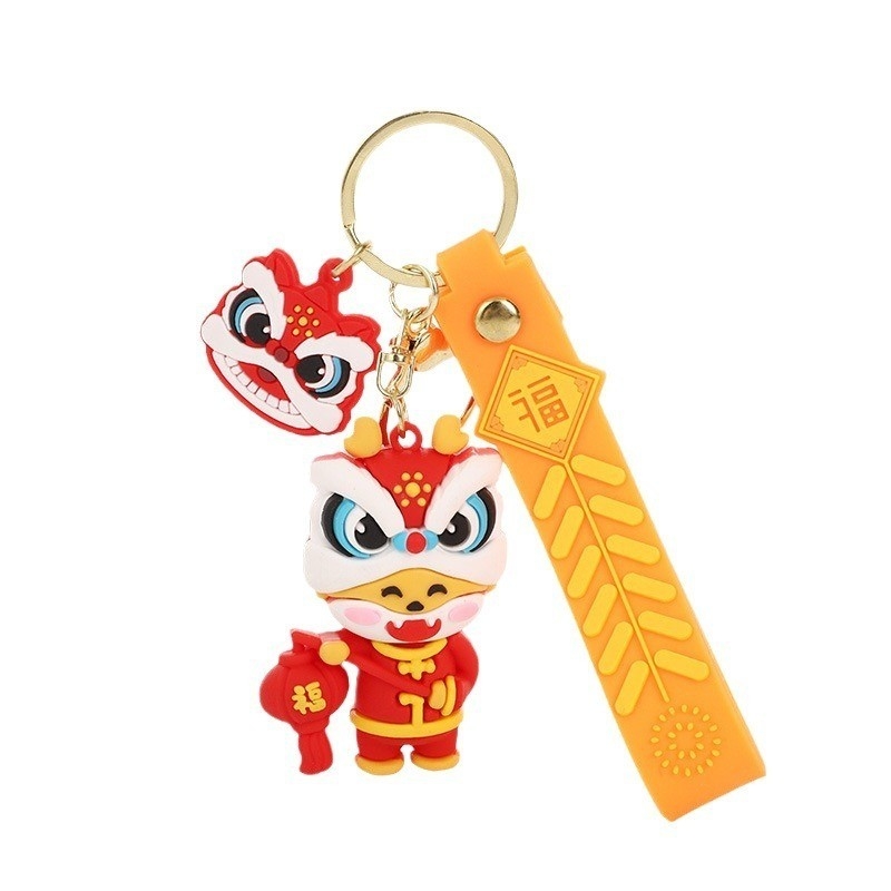 Γλυκό και μικρό κλειδαριό PVC για το έτος του Loong Lucky Charm Keychain Pendant